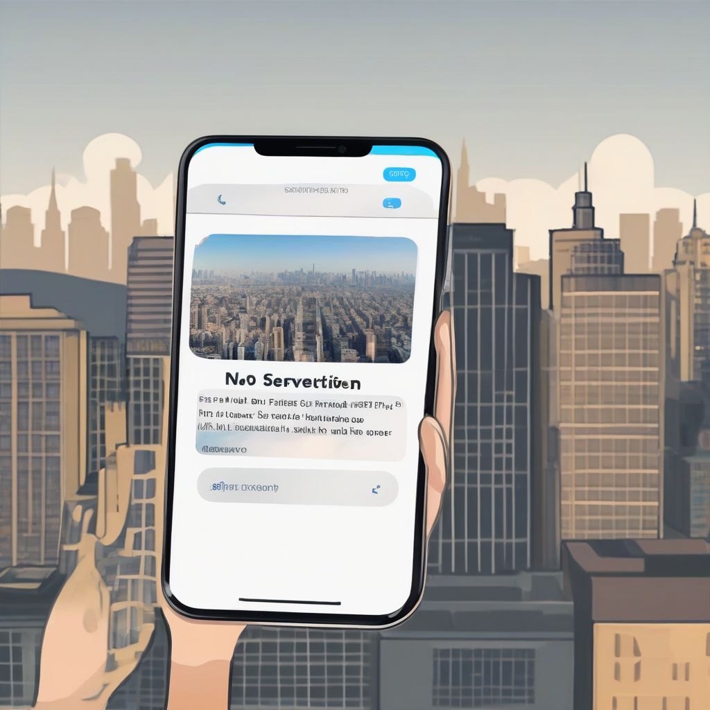 Verizon phone with "No Service" on the screen.